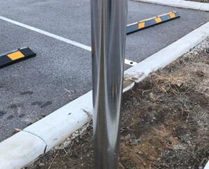 Stainless Steel In-Ground Bollard Carpark Installation